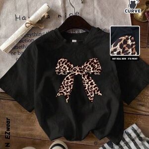 Leopard bow graphic tee
